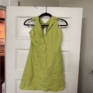 Lime Green Halter Button-Up Dress